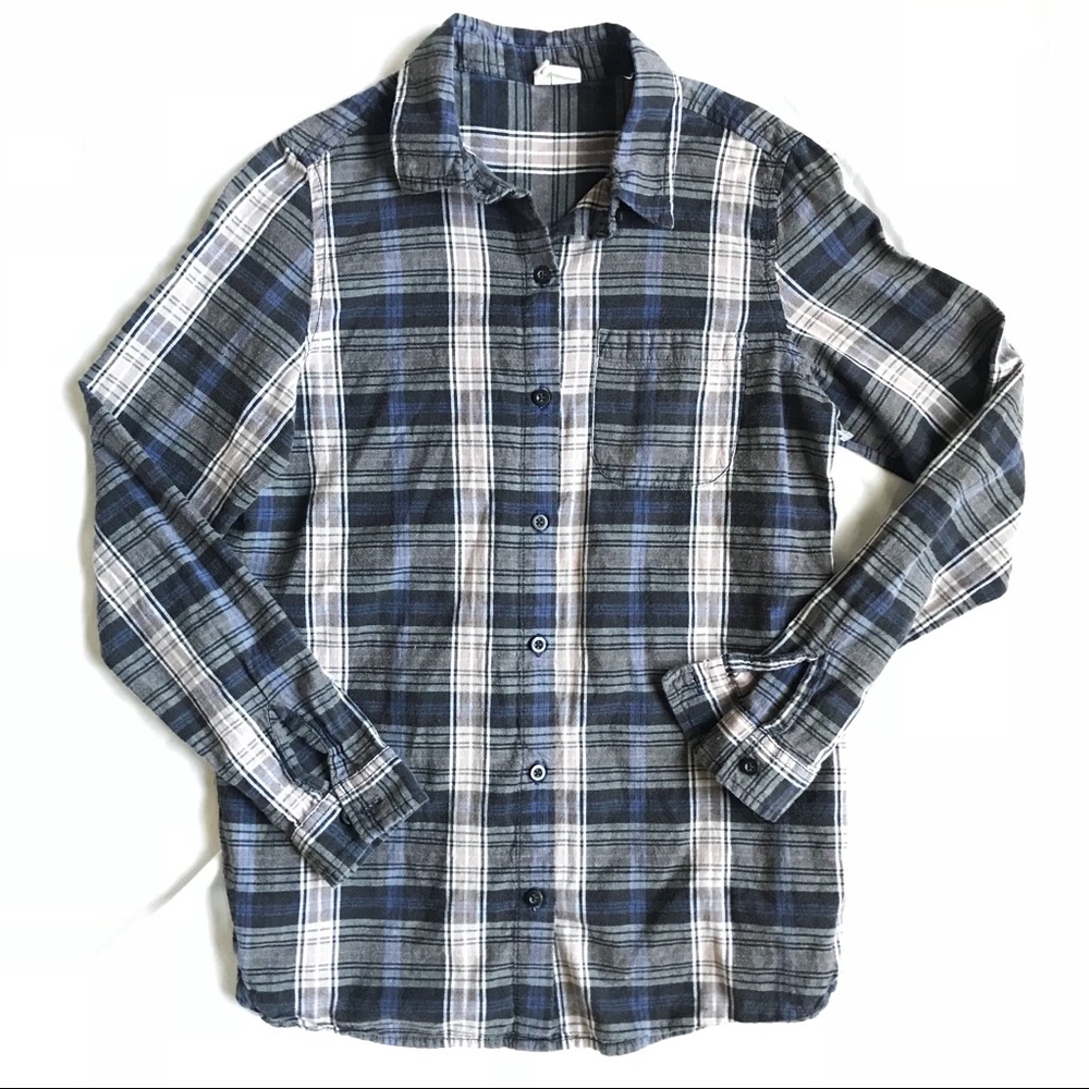 Japna navy & dusty rose plaid button down top - Picture 2 of 4